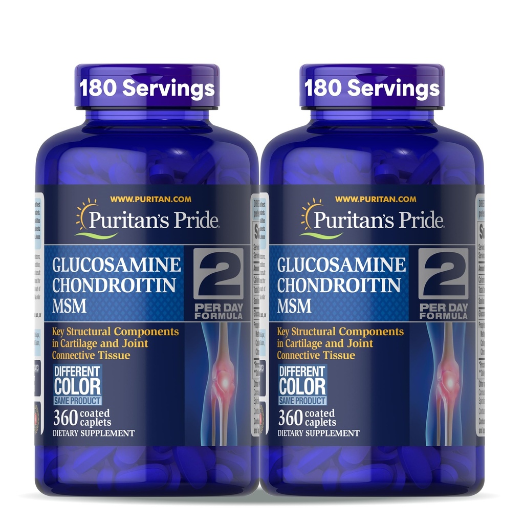Puritánska pýcha Glukozamín Chondroitín MSM Dietary Supplement for Joint Health, 360 obalené kapsle