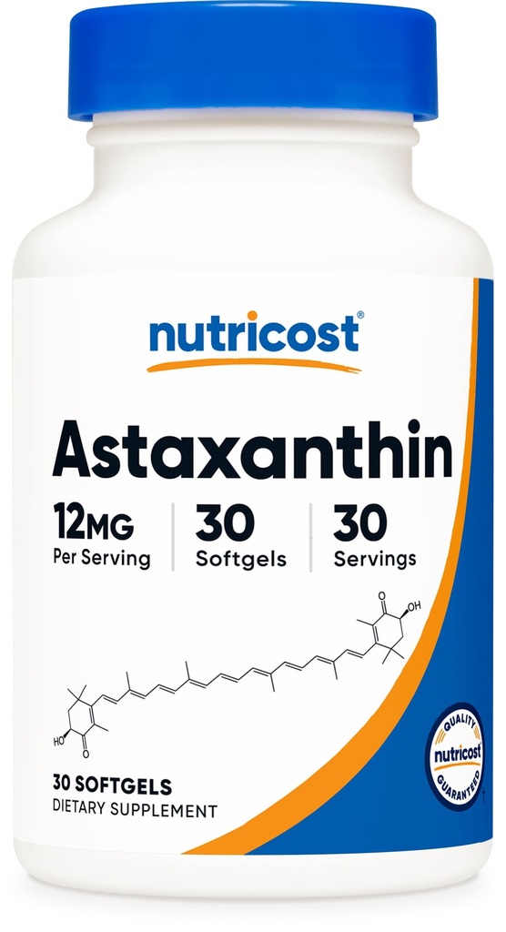 Nutricost Astaxantín 12mg, 30 Softgels - Non-GMO a Gluten Free