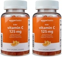 Amazon Basics Detský vitamín C 125mg Gummies, Orange, 60 Počet, Immune Health, 2Mesiac dodávky (predtým Solimo) (Súbor 2)