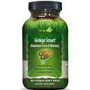Irwin Naturals Ginkgo Smart Výkonný Nootropný mozog Booster - podporuje maximálnu pamäť, Focus & Mental Clarity with DMAE, Clubmos, Choline & Acetyl L-karnitín - 60 Liquid Softgels