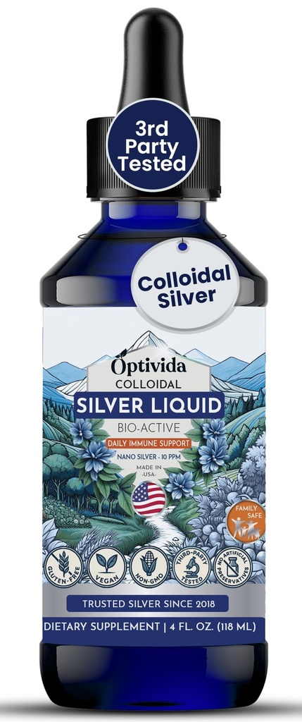 Optivida Zdravie Koloidné striebro Tekutina (4 oz)