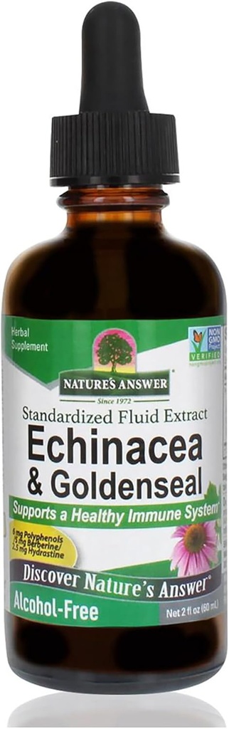 Nature's Answer Enchinacea & Goldseal | Supports a Healthy Immune System | Super Concentrated Pure Extract | Alcohol-Free, Gluten-Free, Vegan & Kosher Certified 2oz