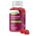 Viteey vitamín B komplex Gummy s vitamínom C - Energia, metabolizmus a imunitná podpora - B6, B12, Niacín, kyselina listová, biotín, vápnik - Vegan, bez lepidla - 60 Počet