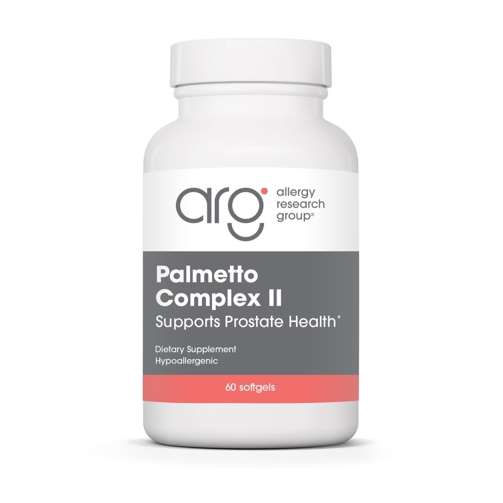 Alergická výskumná skupina Palmetto Complex II - Podpora prostaty, Píla Palmetto pre mužov a ženy, s lykopénom, tekvicové semeno olej, zinok - 60 Počet
