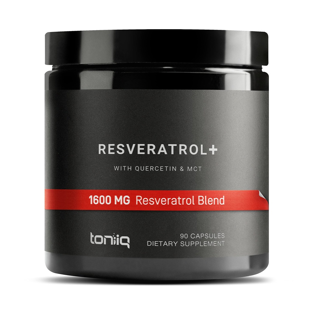 Toniiq 1600mg Resveratrol Blend - Ultra vysoká čistota a 3. strana testované - s MCT olej pre pridanú biodostupnosť - Optimálne NAD doplnok