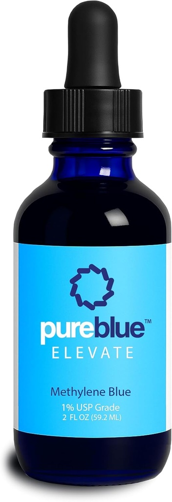 PureBlue Methylene Blue Liquid Drops | 1% USP Grade Solution for Mental Clarity & Natural Energy Support | Third-Party Tested | Made in USA | 2 fl oz