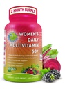 Dámske denné multivitamín 50 Plus - Vegan Metylated Multivitamín pre ženy 50 a viac s biotínom, Organic Superfoods & Lutein - Eye, Energy, Gut & Optimal Health Support - Ľahko prehĺtať Kapsule