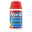 Pepcid Kompletná kyselina Redukcia + Antacidum na reflux kyseliny, 10 mg famotidínu, 800 mg uhličitanu vápenatého a 165 mg hydroxidu horečnatého v jednej tablete pálenie záhy, antacidá Žuvačky, tropické ovocie, 50 ot