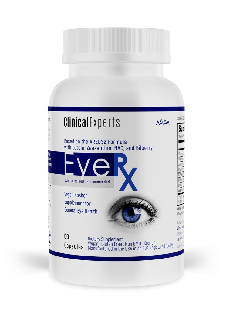 Navan EyeRx Antioxidant AREDS 2 Očné vitamíny a minerály Dodatok pre všeobecné zdravie očí od klinických odborníkov - luteín, Zeaxantín, NAC, čučoriedky, zinok, vitamín C - Košer Certified, 60 Kapsule