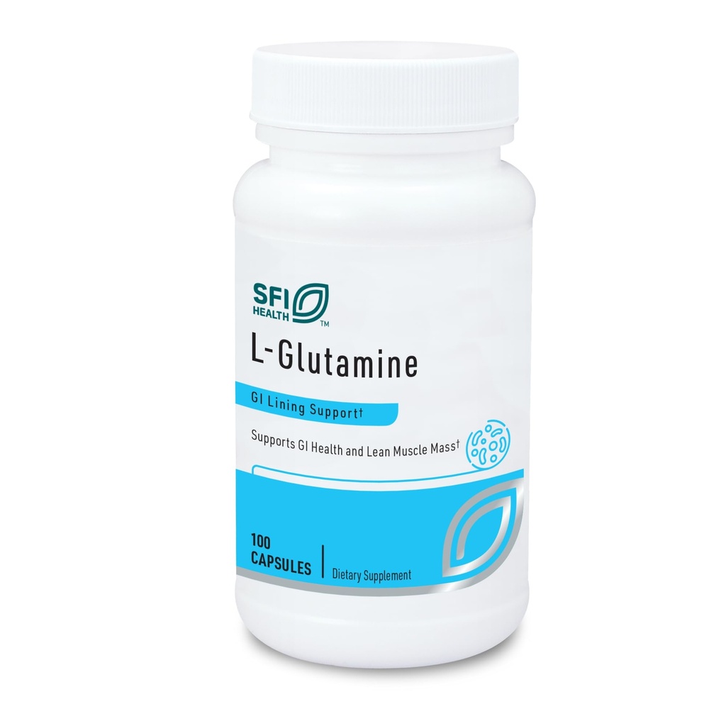 Klaire Labs SFI Health L Glutamín Kapsule - 500 Milligrams Hypoalergénne Amino Acids Supplement - Podporuje funkciu svalov a GI - Bez mliečnej a bezlepkovej (100 kapsúl)