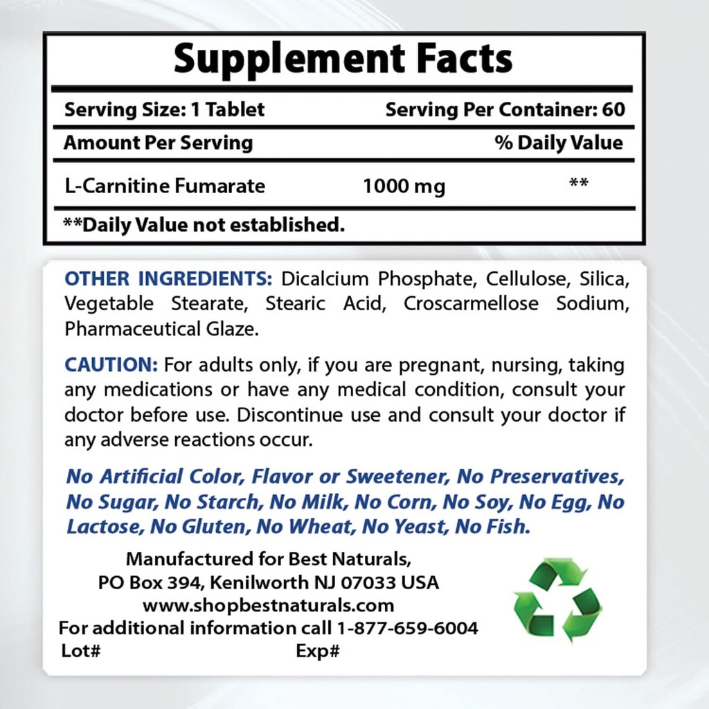 Najlepšie prírodné L-karnitín 1000 mg & L-arginín 1000 mg