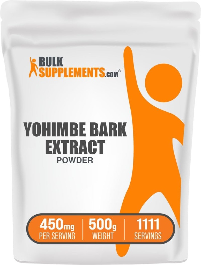 BulkSupplementments.com Yohimbe Extract Powder - Yohimbe Bark Extract - Bylinné doplnky, bez lepidla, 450mg za službu, 500g (1,1 lbs) (Pack of 1)