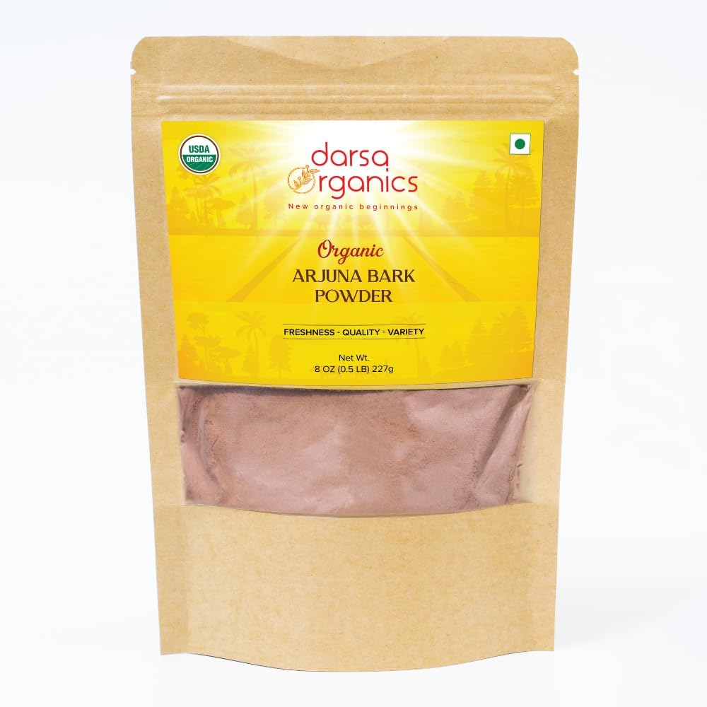 Arjuna Powder, 8 oz - USDA Organic Terminia Arjuna pre kardiovaskulárnu podporu, zdravie srdca a udržiavanie krvného tlaku, Arjuna Bark Powder, Non-GMO, Gluten-Free, Kosher