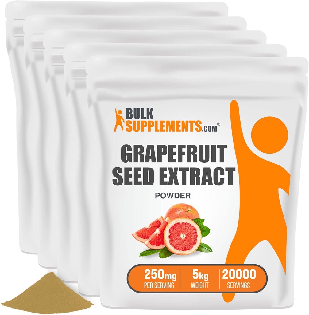 BulkSupplementments.com Grapefruit Seed Extract Powder - Grapefruit Seed Supplements, Antioxidant Zdroj - Bylinné doplnky, bez lepidla, 250 mg na porciu, 5 kg (11 libier) (Pack of 5)