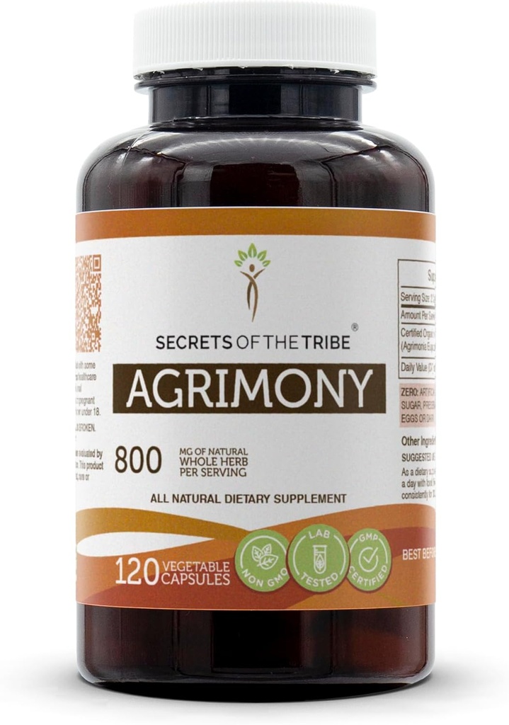 Tajomstvá 120 kapsúl Tribe Agrimony, 800 mg, Argrimony (Agrimonia Eupattoria) Sušený Herb (120 kapsúl)