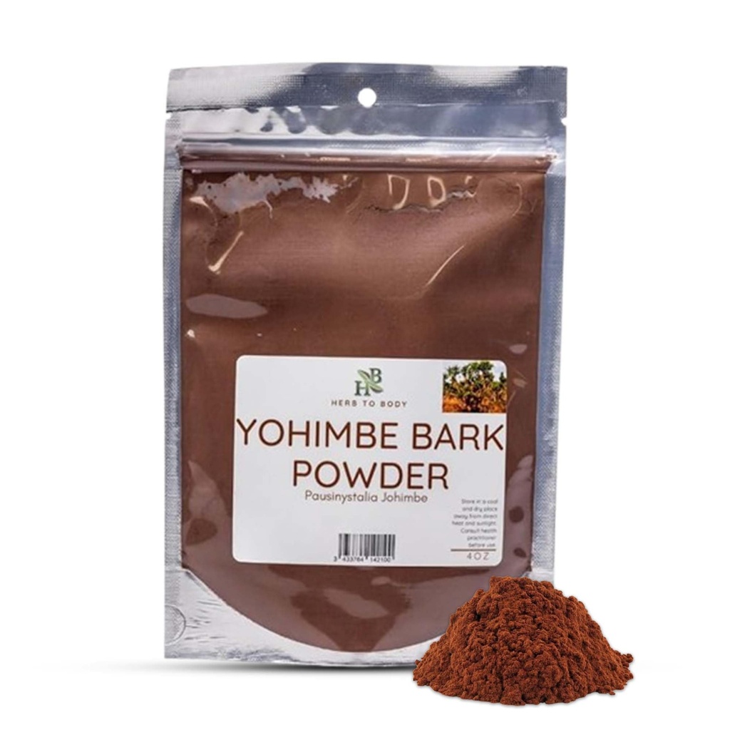 Herb To Body Yohimbe Bark Powder 4 oz, Wildcrafted Sušený Yohimbe Powder Zdroj z Afriky pre bylinný čaj a tradičné použitie