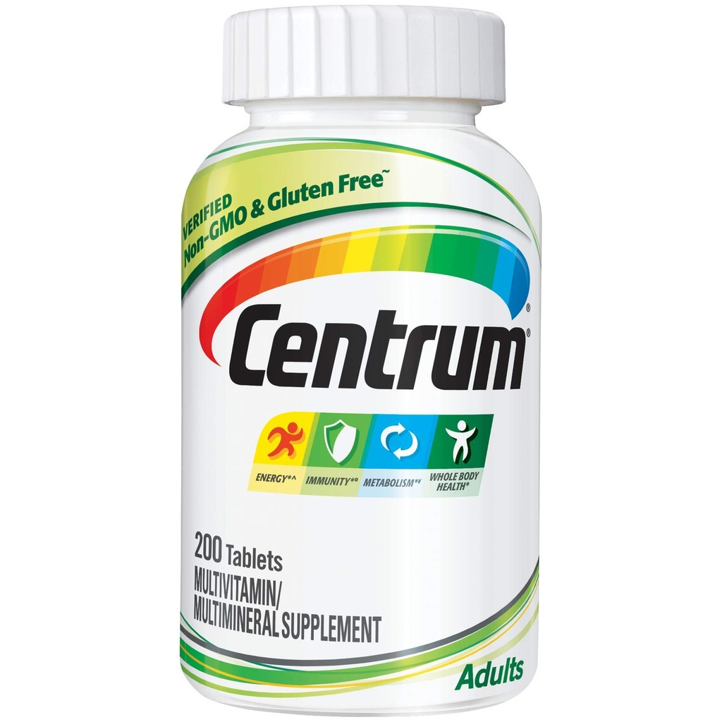 Centrum dospelých Multivitamín/Multimineral Supplement with Antioxidants, Zinok, Vitamín D3 a B Vitamíny, bez lepidla, non-GMO zložiek - 200 Počet