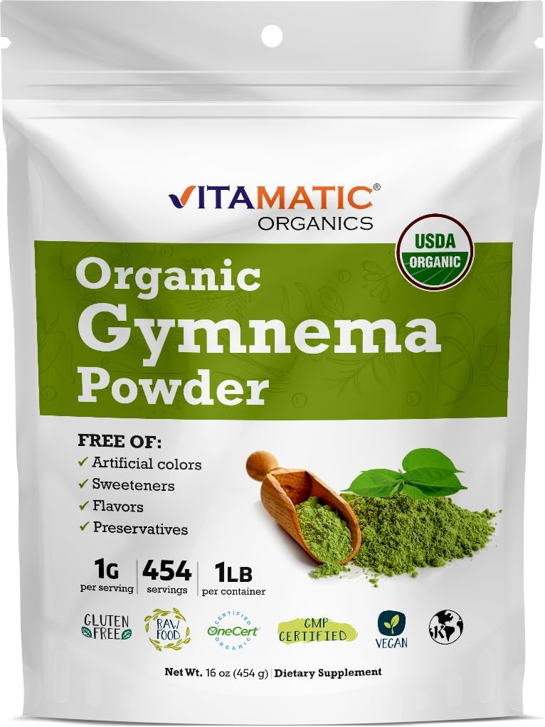 Vitamatic Certified USDA Organic Gymnema Leaf Powder 1 libra (16 ounces) 