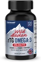 NANOWELL Wild Aljašský rTG Omega-3 rybí olej 1196mg - EPA, DHA, vitamín D3 a E - 120 Softgels, 60Day Supply