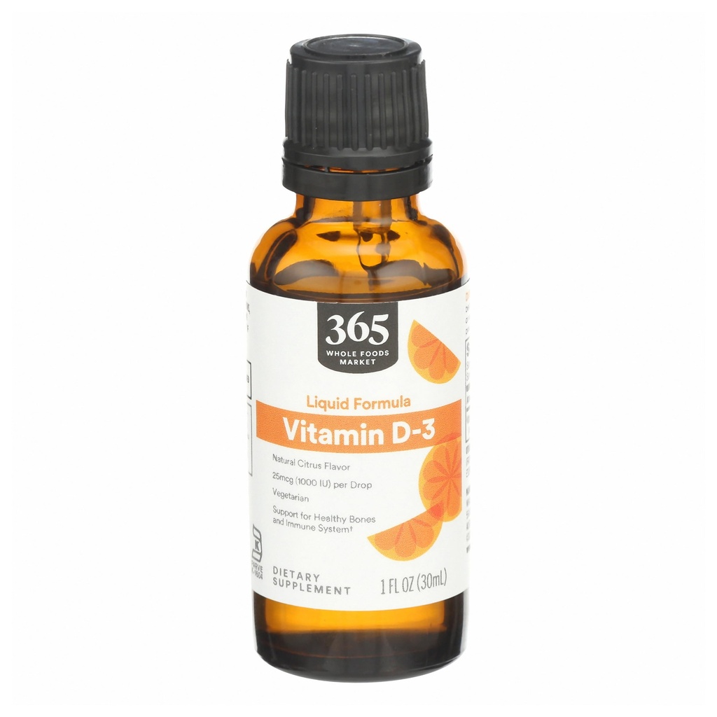 365 by Whole Foods Market, Vitamín D-3 Liquid Citrus Flavor 1000IU, 1 OZ