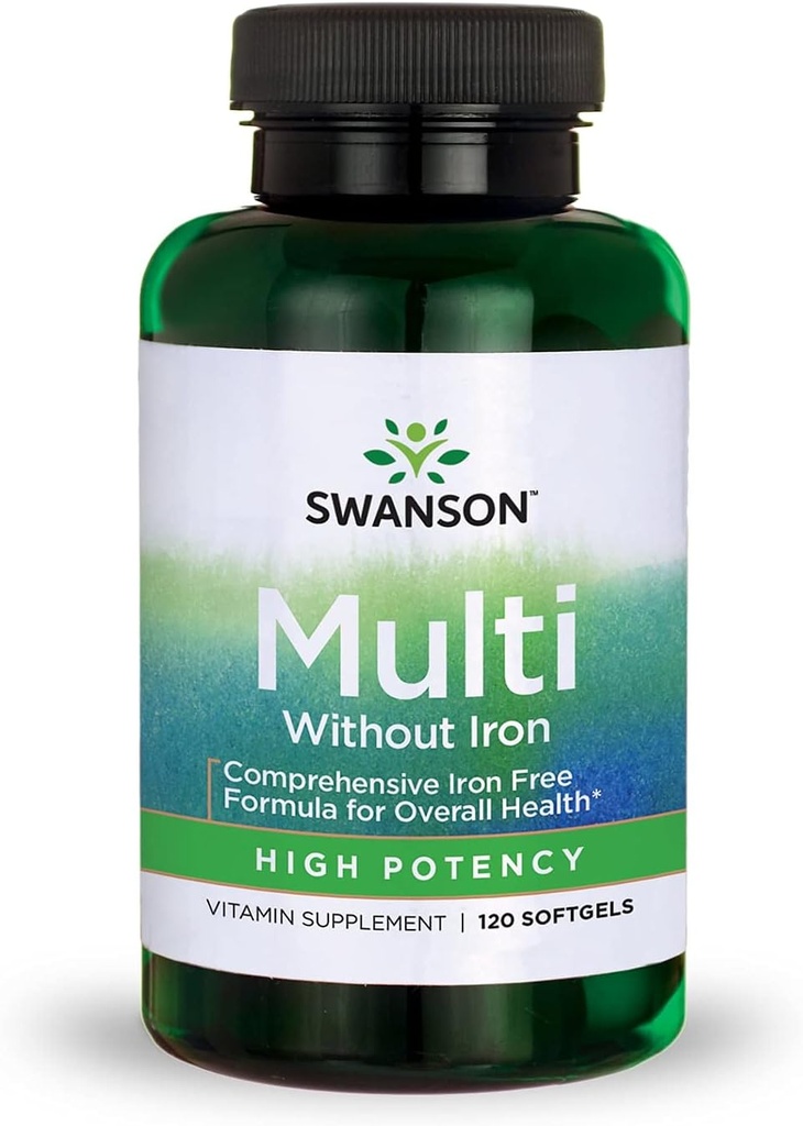 Swanson Multi bez železa Multivitamínové zdravotné doplnky bez železa Formula 120 Softgels Sgels