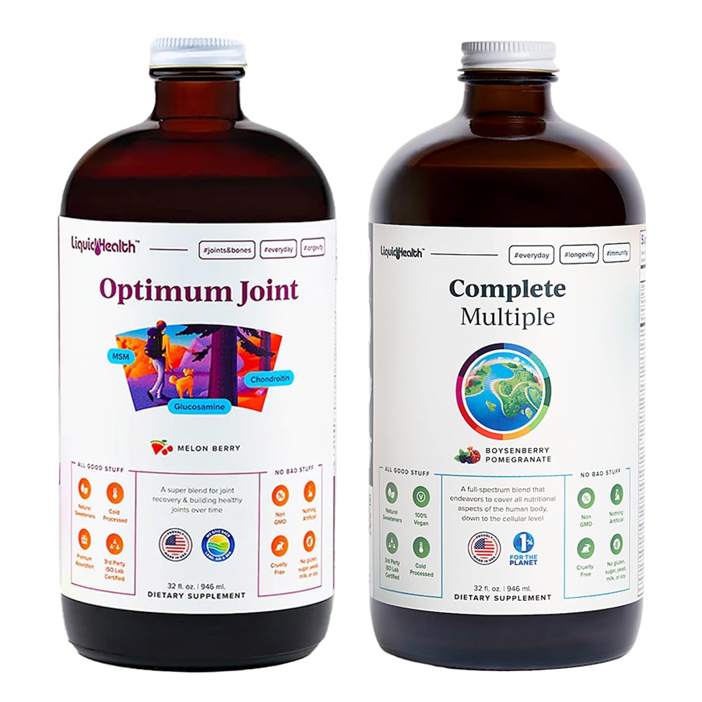 LIKVIDNÁ HEALTHA Optimum Joint Glukosamine Chondroitin Supplement & Complete Multi Daily Multivitamín Bundle for Men & Women - Immune Support, Bone Joint Health, Whole Foods - USA Made, Vegan, Non-GMO