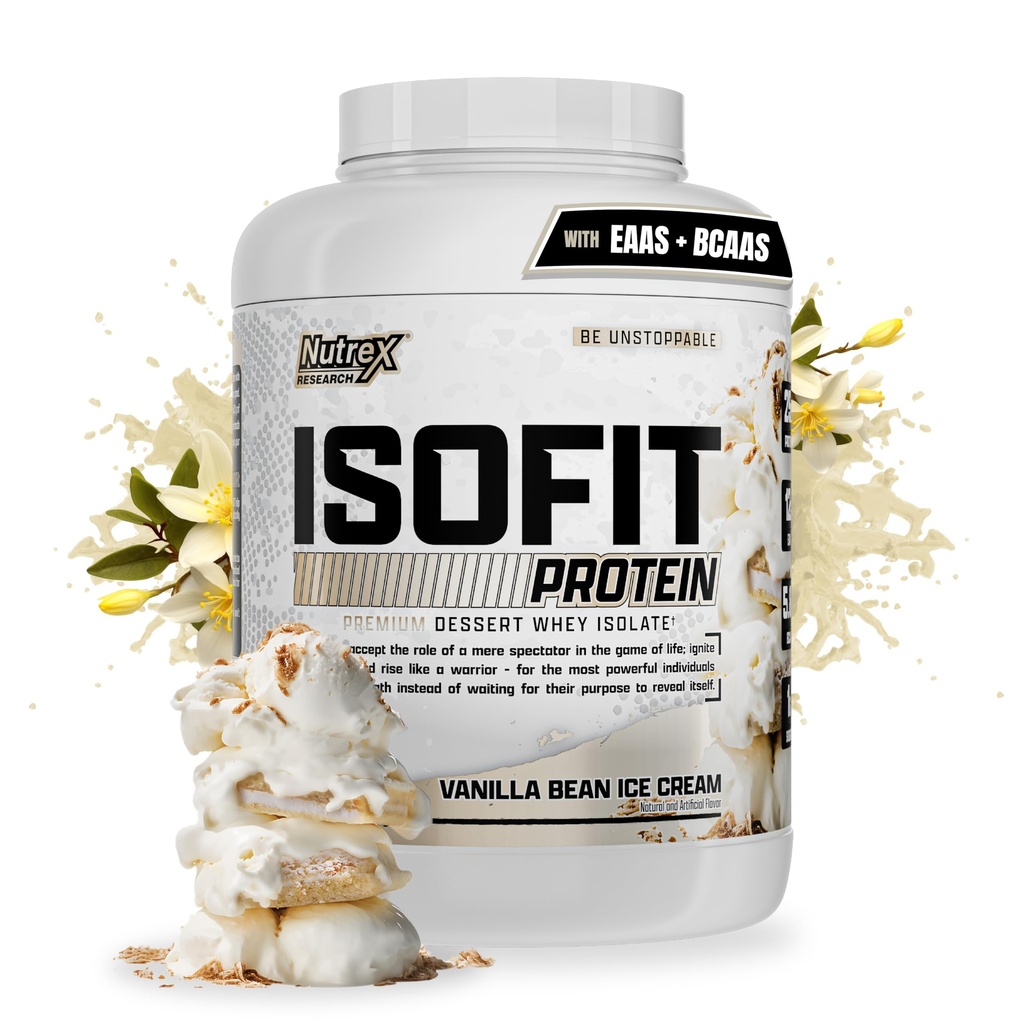 Nutrex Research IsoFit Srvátkový prášok Srvátkový proteín Instantizovaný 100% Srvátkový proteín Izolát (70 Slúži, Vanilla Bean Zmrzlina)