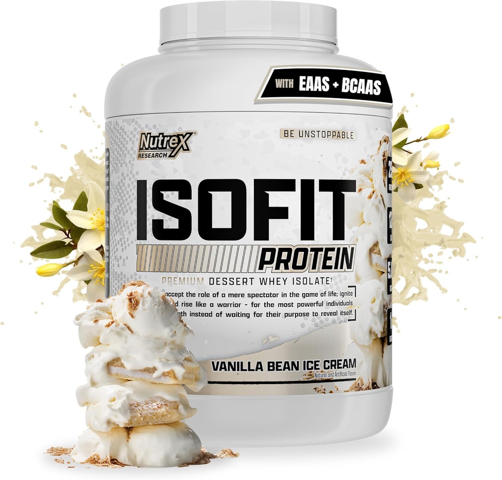 Nutrex Research IsoFit Whey Protein Powder Instantized 100% Whey Protein Isolate (70 Servings, Vanilla Bean Ice Cream)