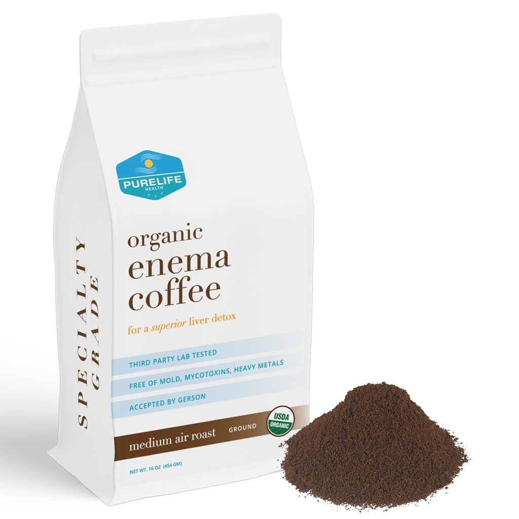 PureLife Enema Coffee- 1 Lb - Organic Gerson Specific - Ground - Mold & Fungus Free - Air Pražené médium / odosielané čerstvé- American Vlastné a prevádzkované od roku 2012