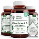 Prírodné Nutra vitamín A a D, podporuje zdravie kostí a zlepšuje zdravie očí, podporuje silné zuby, zlepšuje vitality, Zdroj z Cod Liver Oil, podporuje celkové zdravie, 10000IU/400IU, 100 Softgels