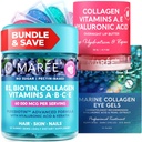 MAREE Bundle - vitamín B1 tiamínové guličky, maska Lip, pod očami gély - A, E, D, C vitamíny - kolagén a kyselina hyalurónová - komplex pre pokožku, nechty, vlasy - maska pre suché pery - gély pre opuchnuté oči