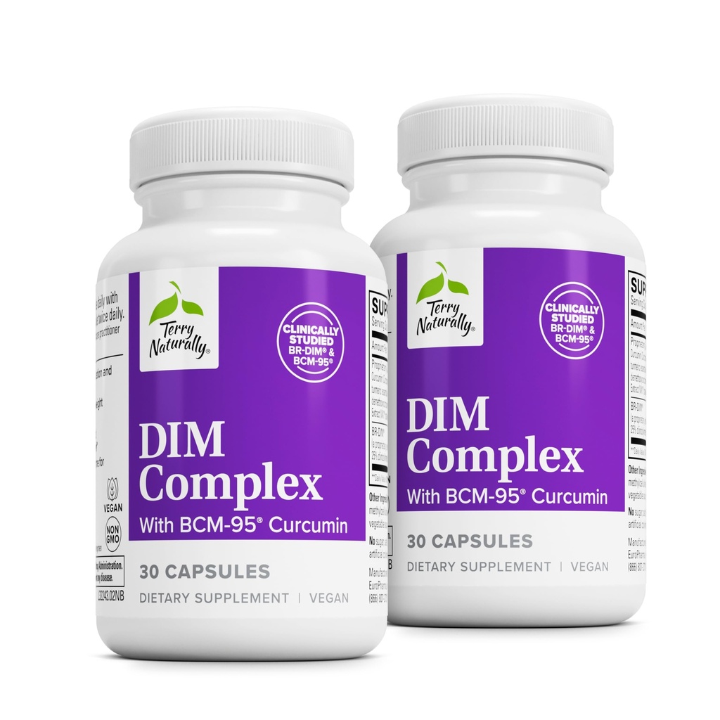 Terry prirodzene DIM komplex - Dietary Supplement with BCM-95 Curcumin - Supplement to Support Healthy Hormone Balance, Liver Health & Menopauza Symptom Relief - 30 Kapsule, 2 Balíčky (60 kapsúl)