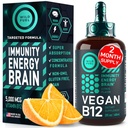 Vegan Vitamín B12 Tekuté kvapky - Fast-Acting B12 Sublingválne 5000 mcg Metylkobalamín Supplement - Energia, pamäť a podpora nálady - High-Potency One-Dropper Per Day - Natural Citrus Flavor - 2oz