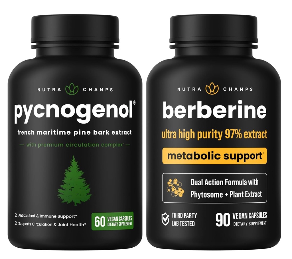 NutraChamps Kompletný cirkulačný a metabolický boost: Pycnogenol a Berberine Duo
