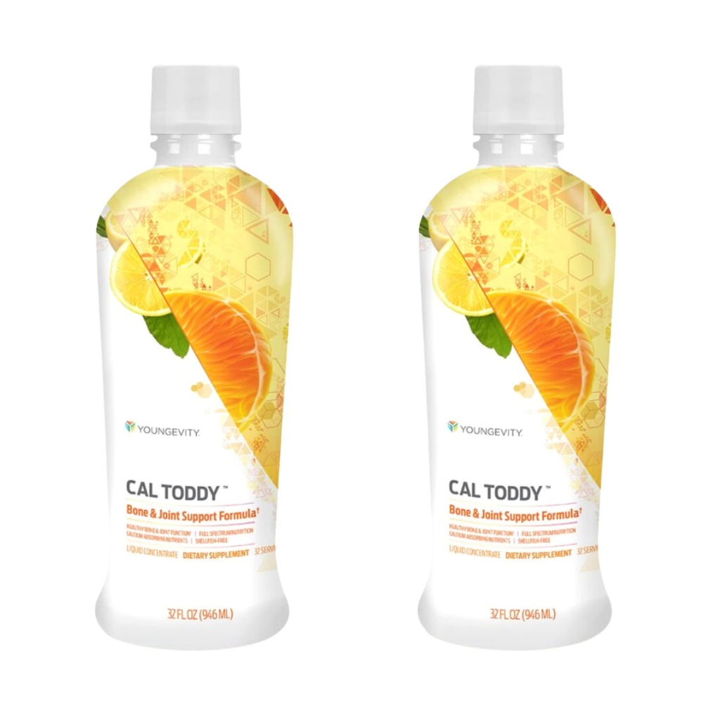 Youngevity CAL Toddy - Calcium (Citrate, Fosfate) Magnézium 1 200mg/600mg - Vitamíny D-3, zinok, meď, draslík, bór a 70+ Stopové minerálne kofaktory - podporuje zdravie kostí - 32 Fl Oz (Stock of 2)