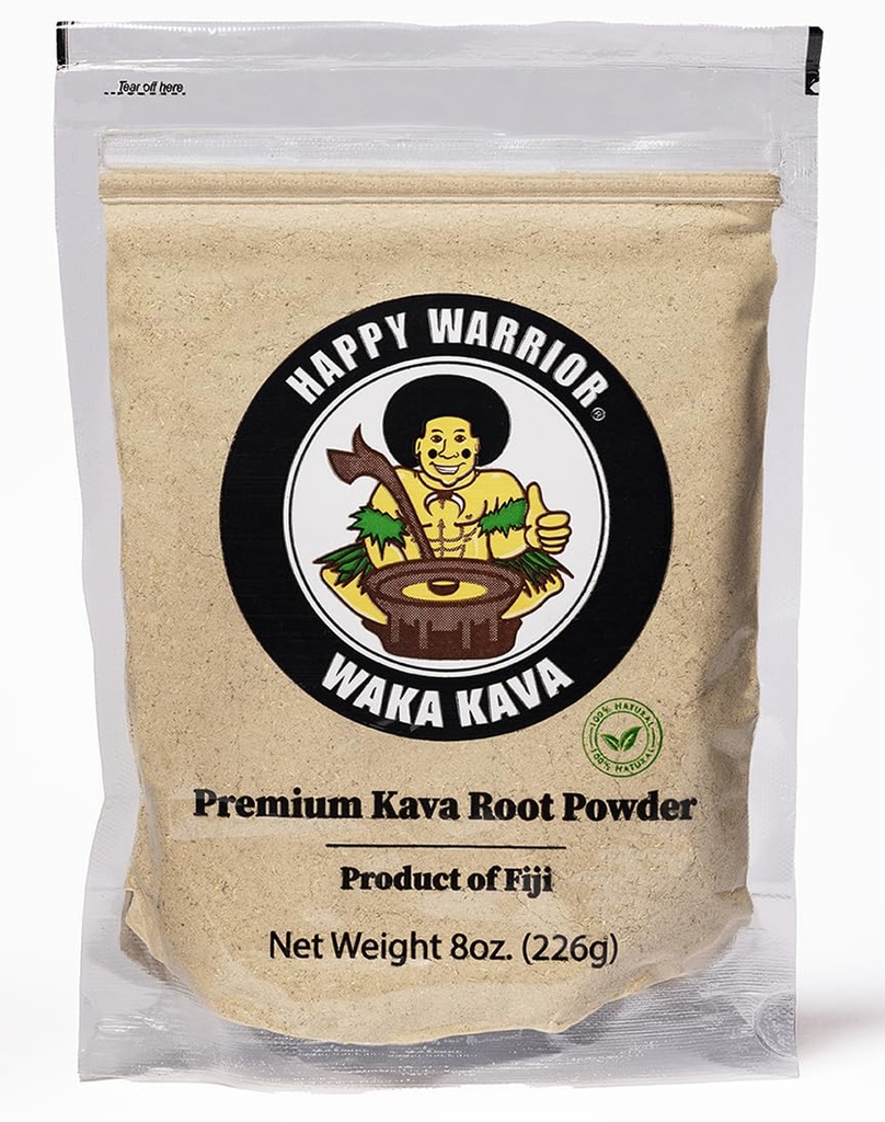Šťastný bojovník Kava Powder - Premium Noble Waka Kava z Fidži - 8 oz