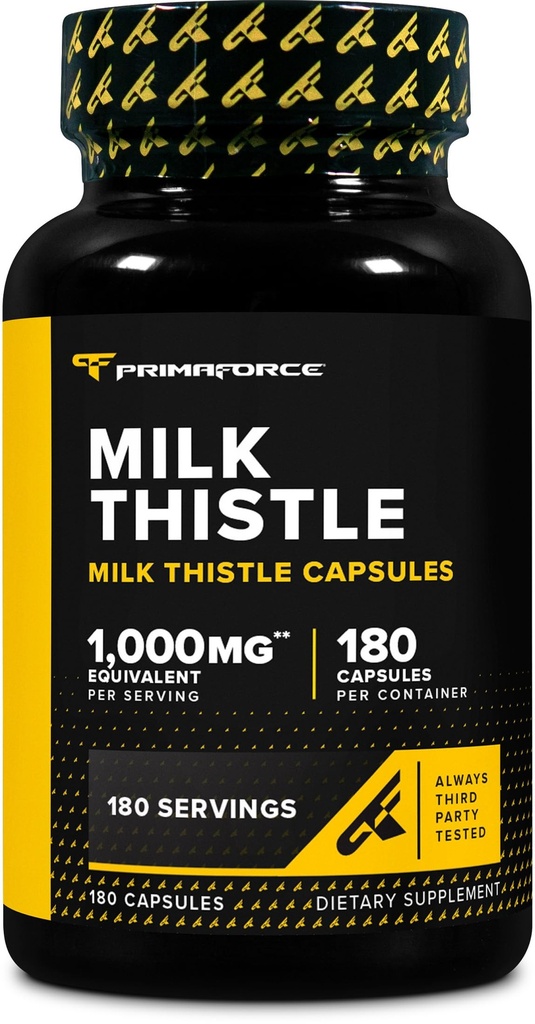 Primaforce Milk Thistle 180 Kapsule 1000mg Ekvivalent - Gluten Free, Non-GMO Dietary Supplement, from 250mg of 4:1 Extract