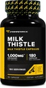 Primaforce Milk Thistle 180 Kapsule 1000mg Ekvivalent - Gluten Free, Non-GMO Dietary Supplement, from 250mg of 4:1 Extract