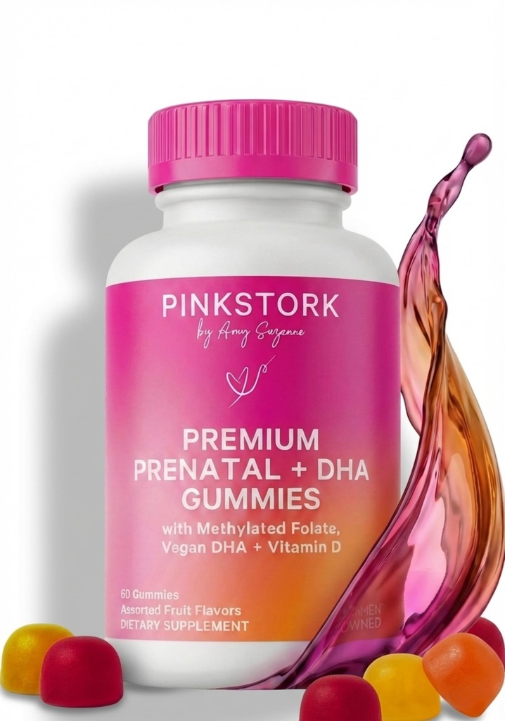 Premium prenatálnych vitamínov s DHA, folátom a vitamínom D - multivitamínová zmes a zmes živín pre vývoj neurálnej trubice a plodu - tehotenstvo musí mať - 60 vegánskych gumínov