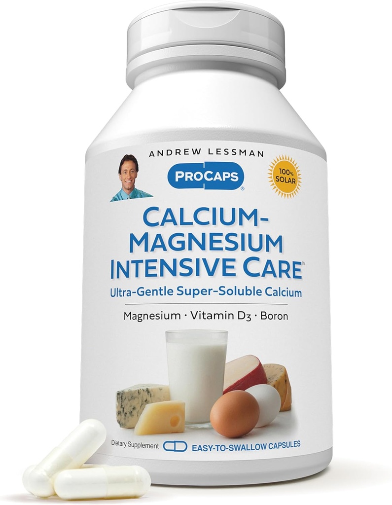 ANDREW LESSMAN Vápnik Magnézium Intenzívna starostlivosť 1000 Kapsule - Bone and Skeleton Health Essentials. Ľahko prehltnúť kapsuly, super Rozpustný jemný prášok. Jemne aj pre najcitlivejšie žalúdky