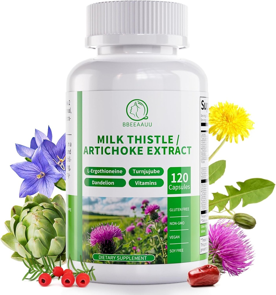 Mlieko Thitle Supplement, Pečeň Clean Detox & Repair Formula, 16-in-1 Bylinné Pečeň Podpora Pilulka s Artichoke, L-Ergotioneine, Turnjujube Púpava extrakt pre Pečeň & Antioxidant 120 Kapsule