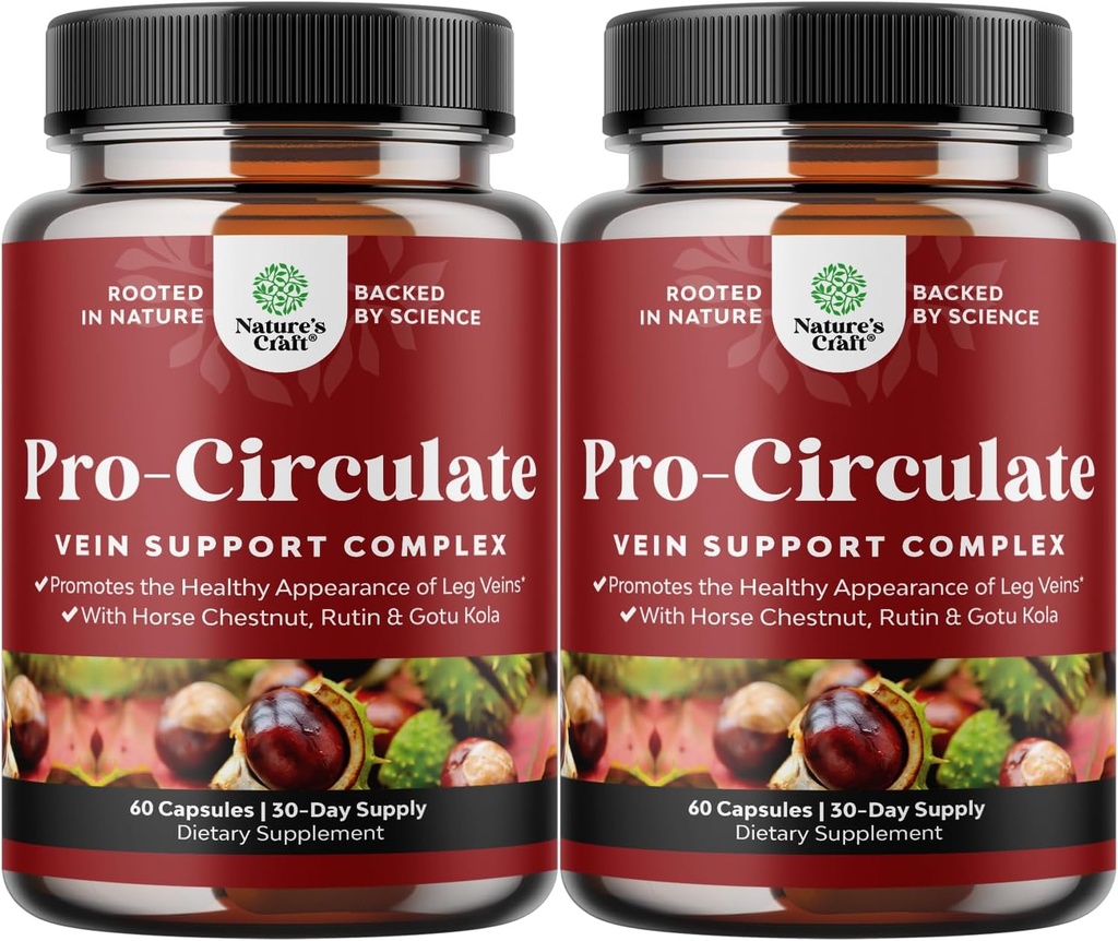 Vein Suplements Noha a žriebä - Plné telo Circulation Supplement for Spider & Varicose Veins and Improved Flow with Horse Chestnut Extract & Flavonoids - Vegan Non-GMO Mini Caps (2 mesiac)