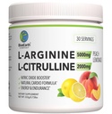L-arginín 5000 mg + L- citrulín 2000 mg komplexný prášok doplnok - Posilňovač oxidu dusnatého - zdravie srdca, prietok krvi, energia a vytrvalosť - 30 porcií (Peach Lemonade)