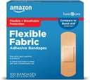 Amazon Basic Care Flexible Fabric Adhesive Bandages, First Aid and Wound Care Supplies, All-One Size, 100 Count
