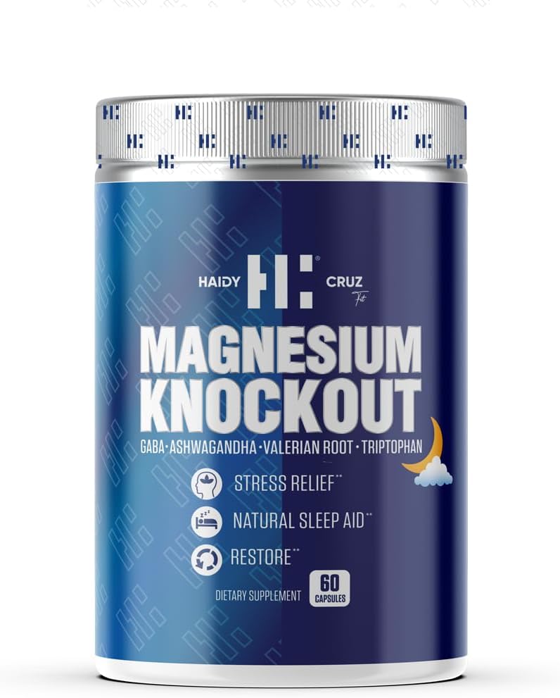 Haidy Cruz Fit Magnézium Citrát - Prírodná spánková pomoc a Mood Enhancer Supplement - Metabolická podpora, Imunity Boost s Ashwagandha prášok (60 kapsuly)