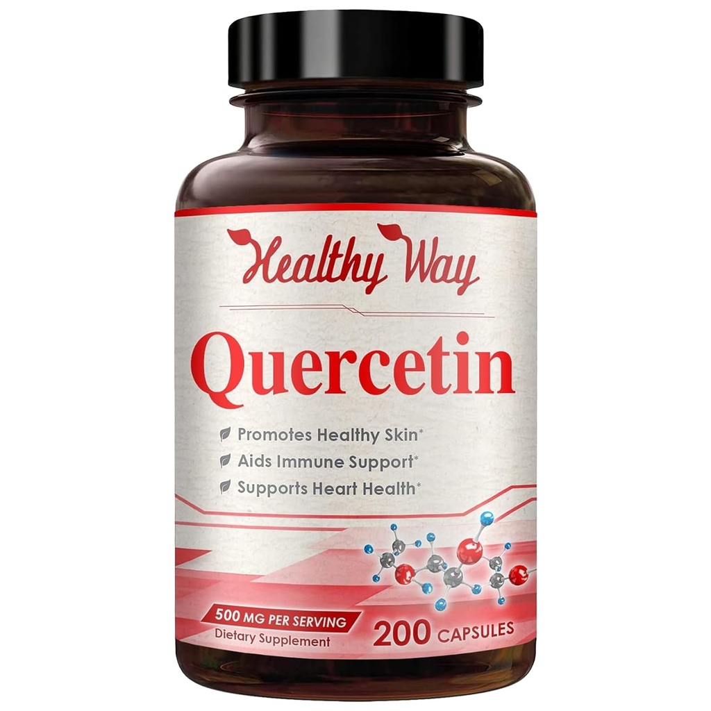 Quercetin 500 mg kapsuly - raz denne Výkonný antioxidant Quercetin doplnok pre srdce starnutie kožného mozgu a imunitnej podpory - Vegan Friendly Gluten-free vyrobené v USA (200 Servings)