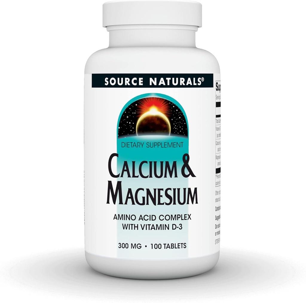 Zdroj Naturals Calcium & Magnézium, Amino Acid Chelát s vitamínom D-3, 300 mg - 100 tabliet