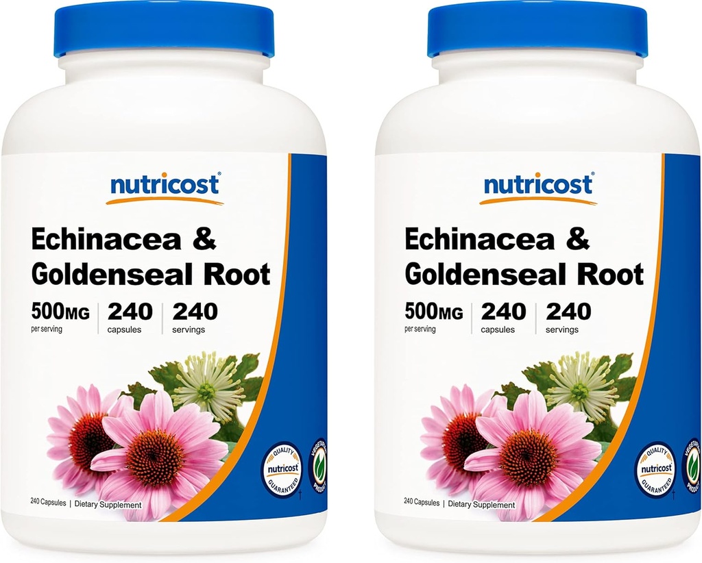 Nutricost Echinacea & Goldenseal Root, 500mg, 240 Kapsule (2 fľaše) - Veggie Caps, Non GMO, Gluten Free