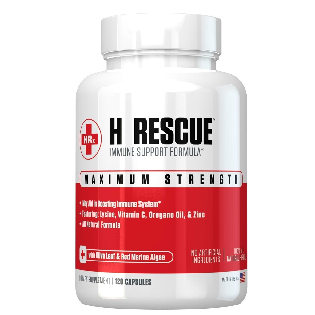 Re+Gen Nutrition H Rescue Imunity Suplement for Adults, Kapsule with Zinok, Vitamín C, L lyzín Amino Acid & Oregano Oil for Imunity Health in Men & Ženy, 120 Kapsule
