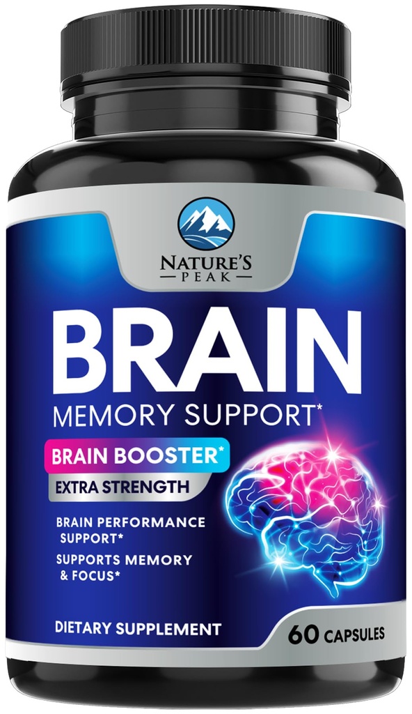 Brain Memory Supplement Pills - 3X Sila Nootrops pre koncentráciu, jasnosť a zaostrenie Podpora - Brain Health Cognitive Vitamíny s Bacopa, Fosfatidylserine & DMAE, Brain Booster, 60 Kapsule